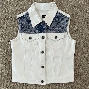 Rue21 White Vest with Blue Details